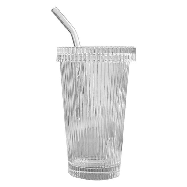 Ribbed GlasswareDrinking Glasses with Glass StrawFood Grade Glass