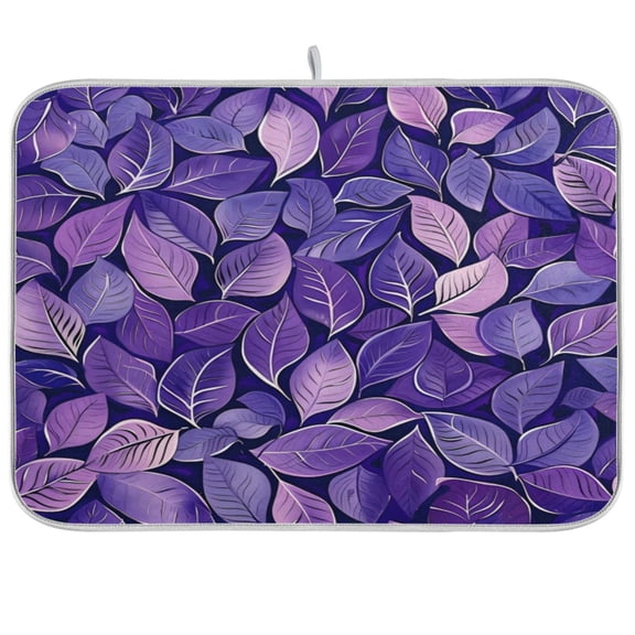 Kitchen Drying Mat 18x24In Drying Dish Mat Dish Drying Mats Kitchen Countertop Multi-Function Drain Drying Mat Kitchen Table Purple Leaf