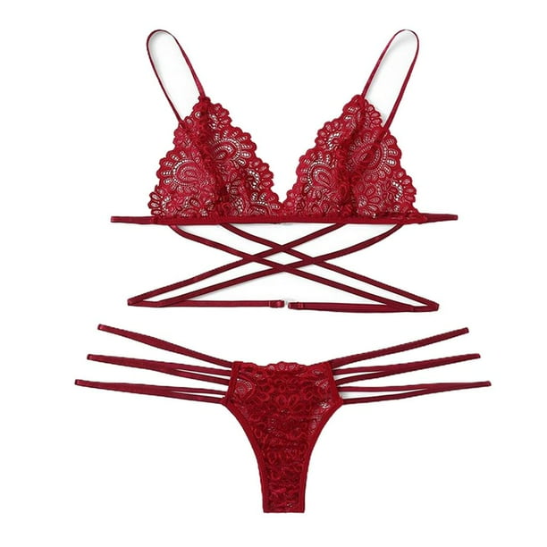 Conjuntos de lencería, child de interior de interior de las mujeres del cordón del cuerpo para las mujeres Rojo M Yinane traje de baño de bikini de mujer