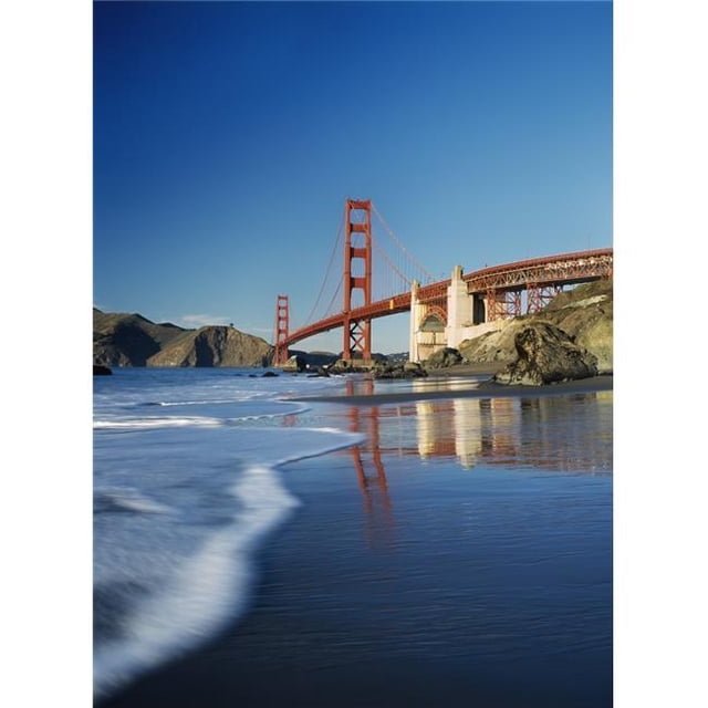 Posterazzi DPI1884505 Looking Along Baker Beach Towards The Golden Gate Bridge, Blurred Motion Poster Print, 13 x 18