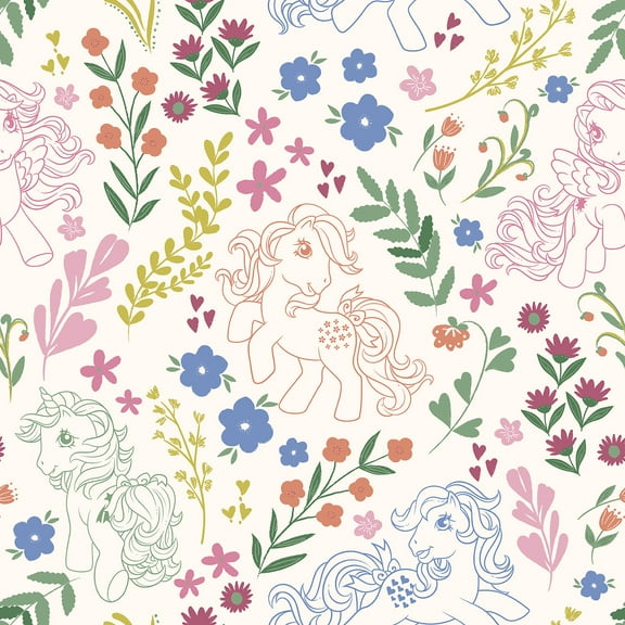 RoomMates My Little Pony Retro Floral Cream Peel and Stick Wallpaper