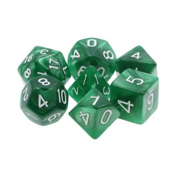Foam Brain Games Poly Set - Green Pearl with Silver w/White (7) New