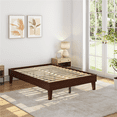 thumbnail image 2 of Yaheetech Solid Wood Platform Bed Frame with Wooden Slat Support, Dark Walnut, Full, 2 of 8