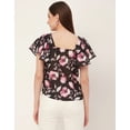 thumbnail image 4 of Moomaya Sweetheart Neck Tops For Women, Printed Short Flutter Sleeve Casual Top, 4 of 9