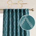 thumbnail image 2 of Jessica Simpson Lynee Geometric Back Tab Window Curtains with Tiebacks, Teal, 52" x 96", 2 of 6