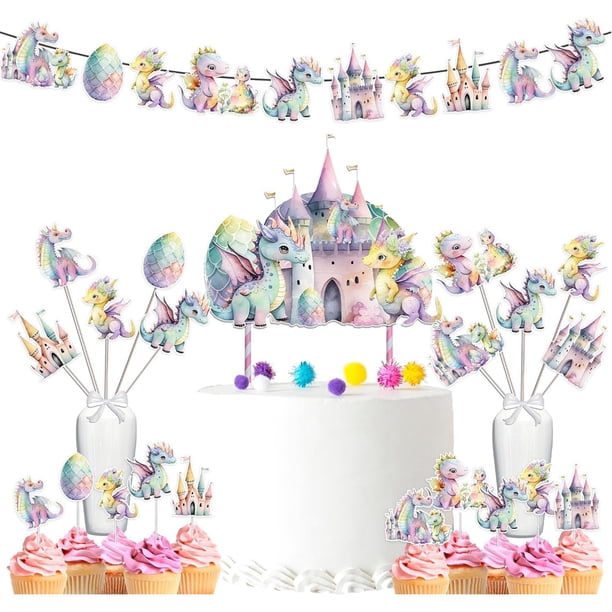 Kit de decoración para fiesta temática de dragón DazzleDaisy para baby shower, 35 piezas