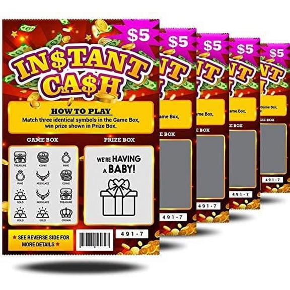 5 Pack - Pregnancy Announcement Lottery Scratch-Off Tickets, Surprise Pregnancy Reveal Idea, 4x6" Authentic Looking, Great for Baby Announcements, Perfect for Pregnancy Announcement