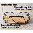 thumbnail image 2 of Frutero para encimera de cocina - Frutero moderno de metal y madera de 12" de ancho - Cesta de frutas grande para encimera de cocina - Cuenco decorativo negro - Cuenco decorativo para centro de mesa, 2 of 6