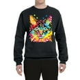 thumbnail image 2 of Wild Bobby Dean Russo Colorful Blue Eyes Cat Cat Lover Unisex Crewneck Graphic Sweatshirt, Black, Small, 2 of 5