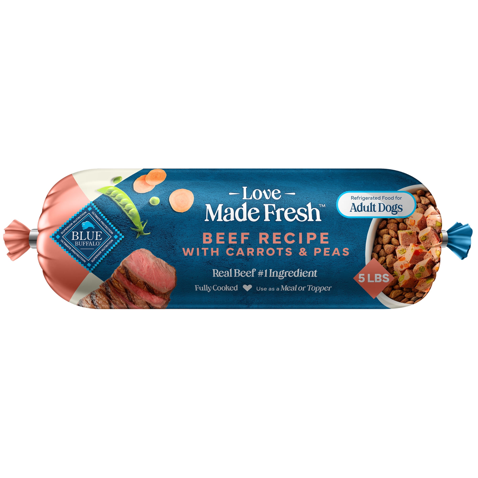 Blue Buffalo Love Made Fresh Refrigerated Adult Fresh Dog Food, Beef, 5lb Roll