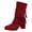 Red, variant on Fringe Ankle Boots for Women Suede Block Heeled Black Booties Zip up Fashion Round Toe Short Boots