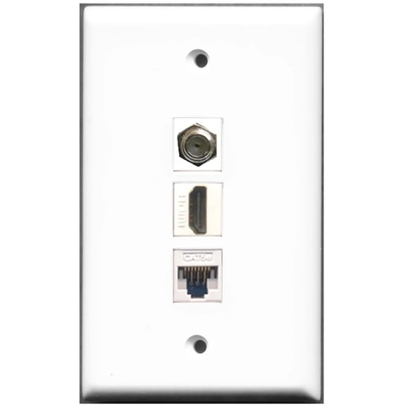 Ultra Spec Cables 1 Port HDMI Coax Cat5e Ethernet Wall Plate w/Female/Female Jacks
