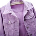 thumbnail image 4 of Manxivoo Womens Coats Women's 3/4 Sleeve Colored Cropped Denim Jacket Light Wash Jacket Lohas Time Coat Womens Jacket XL Purple, 4 of 6