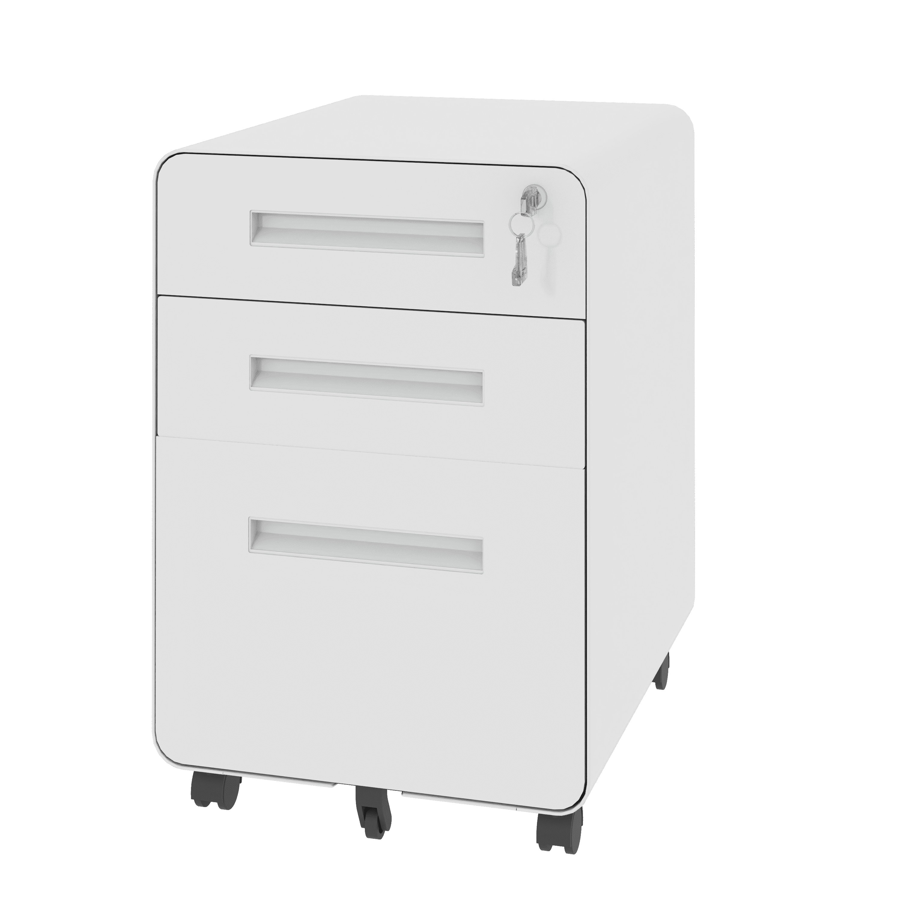 3-Drawer Wide Mobile File Cabinet with Lock, All-Steel Metal Storage Cabinet on Casters, for Home & Office,White, Fully Assembled, Holds A4/Letter Files, 110lbs/Drawer
