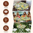 thumbnail image 7 of Yellow Cashew Flower Round Tablecloth, Fitted Table Cover with Elastic for 45"-54" Round Tables, Retro Ethnic Abstract Country Table Cloth Outdoor Indoor Dinning Party Waterproof Tablecloths, 7 of 7