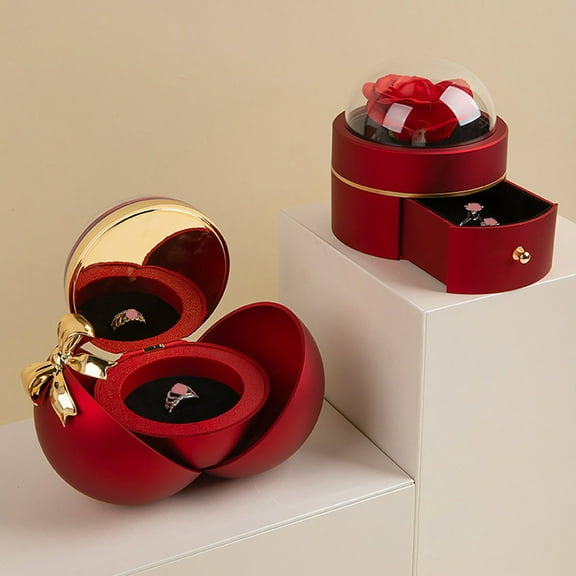 Dserhfy Preserved Flower Ring Box Velvet Jewelry Gift Box Magnet Closure Ring Necklace Pendant Case for Valentine's Day Engagement Proposal