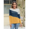 thumbnail image 2 of FUNING  Women's Color Block Tops Casual Long Sleeve Tunic Round Neck Pullover Shirts, 2 of 6