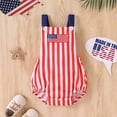 thumbnail image 2 of Povozer Baby Boy 4th of July Outfit Newborn Infant American Flag Romper One Piece Short Sleeve Waffle Knit Clothes,Size 3-6 Months,Red, 2 of 7