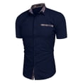 thumbnail image 5 of FRSASU Mens Short Sleeve Shirt Button Down Casual Summer Beach Shirts Vacation Wedding Tops with Pocket Navy, 5 of 8