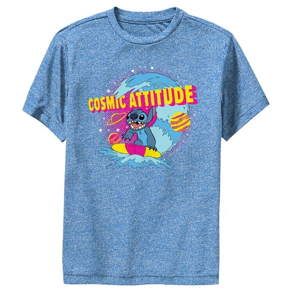 Boy's Lilo & Stitch Cosmic Attitude  Performance Graphic Tee Royal Blue Heather Medium
