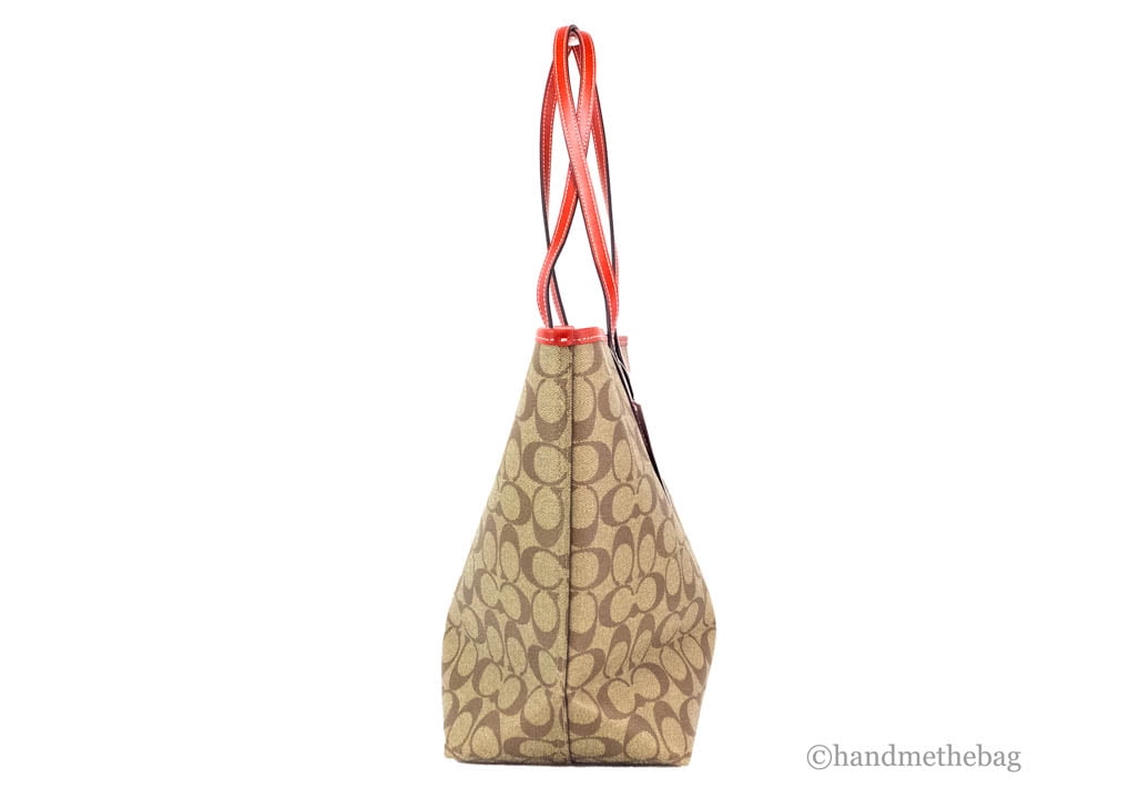 Coach (CH329) Khaki Red Wild Strawberry Coated Canvas City