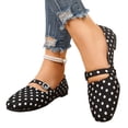 thumbnail image 5 of LTTVQM Womens Ballet Flats Casual Slip on Buckle Strap Square Toe Polka Dot Mary Jane Shoes Lightweight Comfortable Arch Support Work Flat Shoes Black 39(US-7.5), 5 of 5