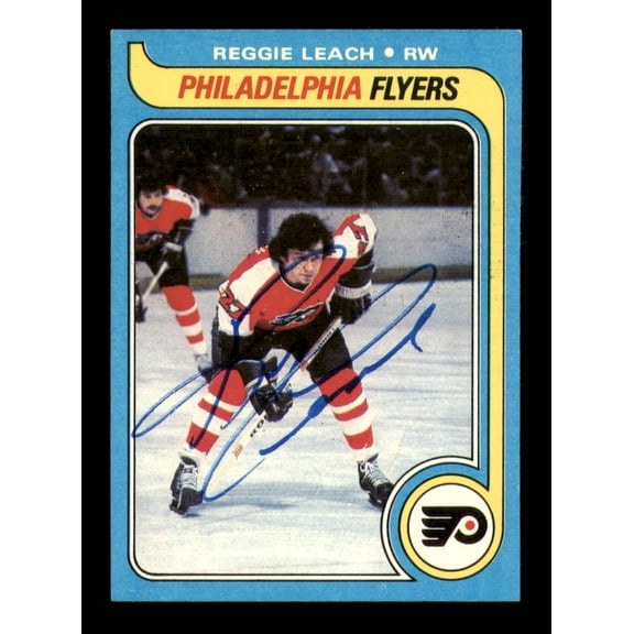 Reggie Leach Autographed 1979-80 Topps Card #95 Philadelphia Flyers SKU #251302