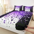 thumbnail image 3 of Manfei Geometric Plaid Grid Boy Girl 4pcs Bed Sheets,Bling Glitter King Sheets,Black Purple Super Cozy Sheet Set,Lightweight Room Decor, 3 of 7