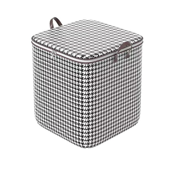 Houndstooth Storage Bag Large Capacity Folding Clothes Portable Wardrobe Sorting Clothes Storage Box With Reinforced Handle Zipper Cloth, Multi-Color One Size