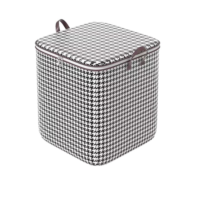 Jierger Houndstooth Storage Bag Large Capacity Folding Clothes Portable Wardrobe Sorting Clothes Storage Box with Reinforced Handle Zipper for Home Comforters Pillow Blanket Bedding Quilt