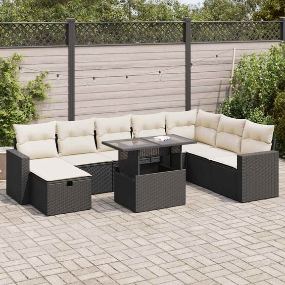 vidaXL Garden Sofa Set Black