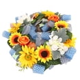 thumbnail image 1 of Corona artificial, corona de girasol de 17,7 pulgadas de diámetro, corona de girasol colgante, corona artificial elegante y estética, 1 of 12
