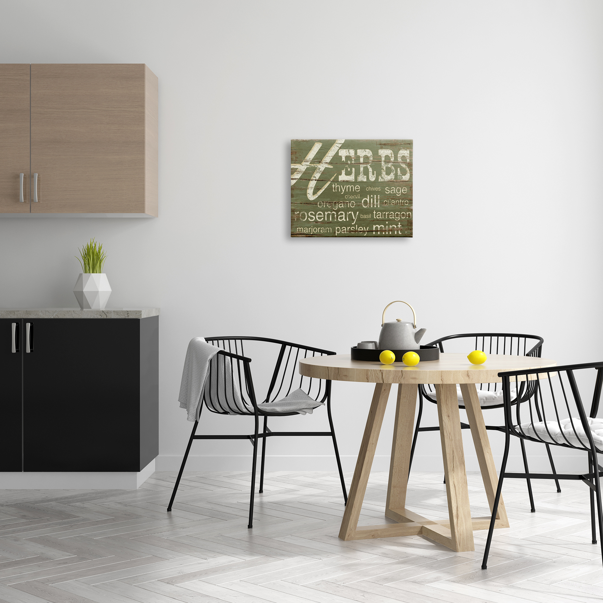 The Stupell Home Decor Collection Herbs and Words Kitchen Stretched Canvas Wall Art
