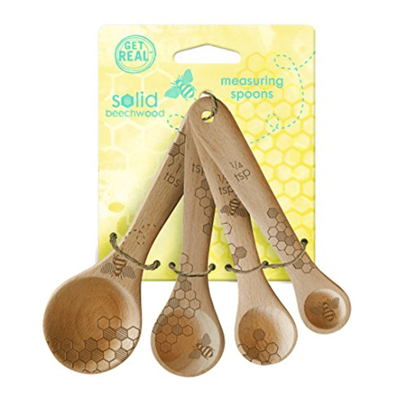 1-tsp Talisman Designs  Beechwood Measuring Spoons 1/2-tsp 1/4-tsp Laser Etched with Honey Bee Art 1-TBS 