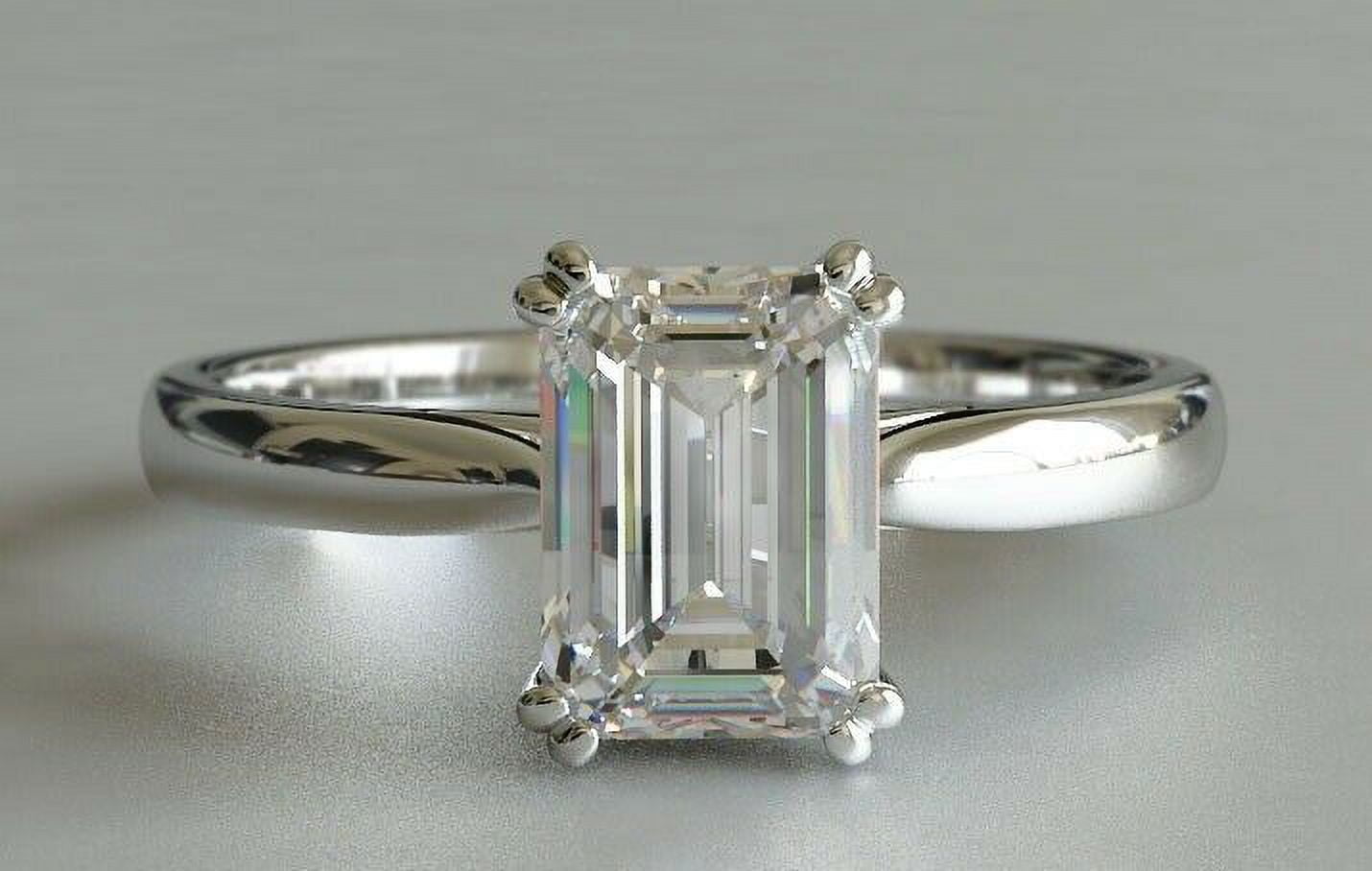 HeartsAndYou 1.4ct Emerald Cut Moissanite Engagement Ring for Women Solitaire Promise 18k White Gold Over Silver