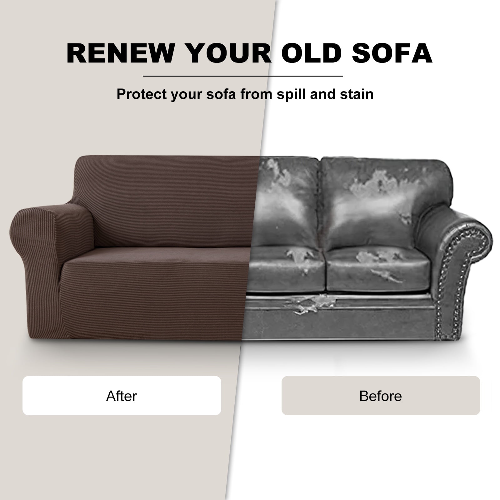 Sanmadrola Couch Covers for Dogs 100% Waterproof Sofa Covers Washable Non Slip Couch Covers Stretchable Machine Washable for Dogs Kids Pets, Brown, Sofa
