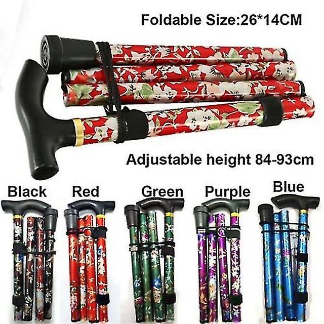Bastón plegable ajustable de aluminio con diseño floral para senderismo, acampada, ayuda duradera para la movilidad