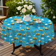 thumbnail image 4 of Excavator and Tree Blue Pattern Round Tablecloth 70"x70", Wrinkle Resistant Wipeable Table Cover for Kitchen Dining Room Picnic Patio and Party, 4 of 6