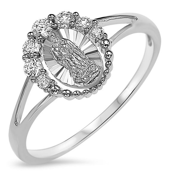 Sterling Silver 925 Women's Virgin Mary Lady Guadalupe Ring