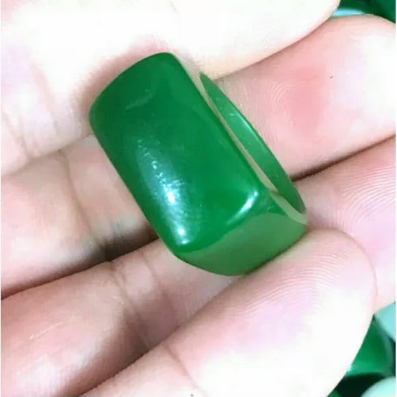 HOOUN Genuine Chinese natural green jade jewelry man ring 7-12#-10