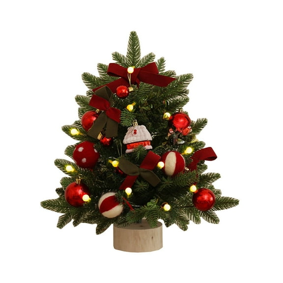 Flocking Beads Mini Christmas Tree Ornament, Desktop Small Tree with Sturdy Base, Red Coffee Rose Gold Color Options, for Table Decor and Indoor Holiday Setup