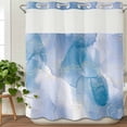 thumbnail image 3 of Blue Marble No Hook Shower Curtain Waterproof,Bathroom Curtains with Snap in Liners and See Through Top Window,Modern Abstract Art Yellow Lines Ink Painting Hotel Bathtub Curtains Shower 66"Wx72"L, 3 of 8