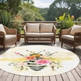 thumbnail image 4 of Round Rugs 8Ft, Summer Bee Round Area Rug Washable Indoor Throw Carpet, Spring Floral Botanical Watercolor Large Non Slip Circle Rug for Kids Room RV Home Decor Aesthetic, 4 of 8
