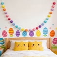 thumbnail image 2 of Easter Pom Pom Garland 24 Balls, 6.5 Ft Spring Home Door Wall Decor, Soft Nylon Multicolor Tassel Garland for Mantel Party Decoration, 2 of 6