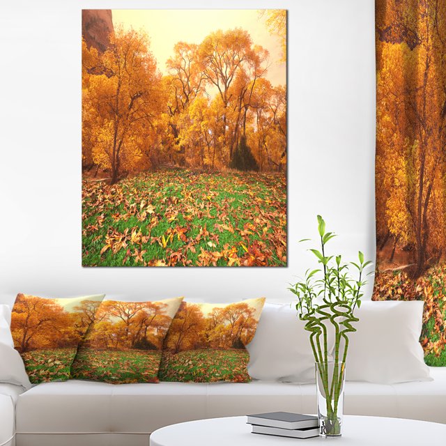 Belle Automne avec Herbe Verte - Art sur Toile Paysage Surdimensionné