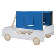 thumbnail image 6 of Miniyam Full Size Car-shaped Bed with Tents,Montessori Inspired Bedroom,Wooden Platform Bed with Sturdy Slat Support,White+Natural, 6 of 10