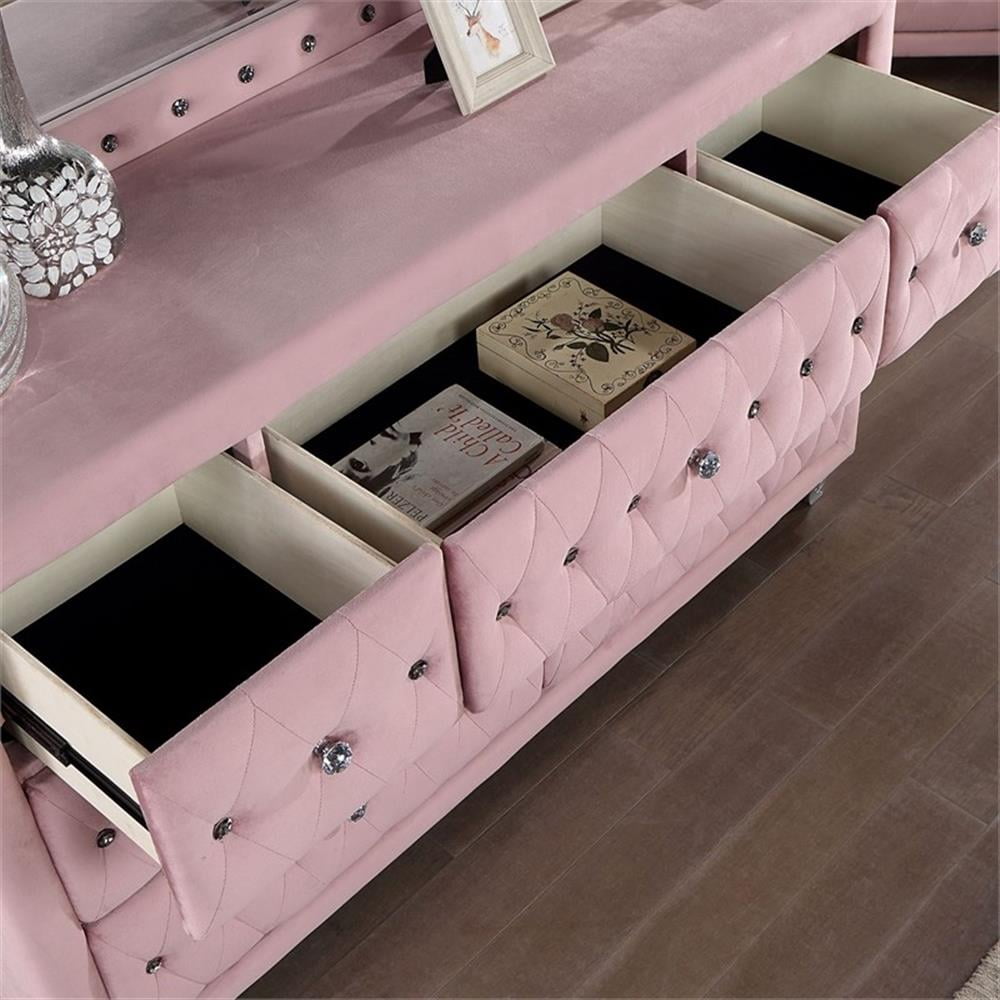 pink dresser with mirror PRISMO Combining minimalist and victorian styles FUFU&GAGA Pink Makeup Vanity Desk