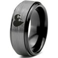 thumbnail image 1 of Tungsten Heart Yin Yang Dog Cat Lovers Band Ring 8mm Men Women Comfort Fit Black Step Bevel Edge Brushed Gray Polished, 1 of 4