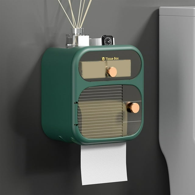 Wall Mounted Tissue Shelf Cleaning Supplies Sweeping Wall Mounted Tissue, Facial Towel Organizer Tissue Dispenser For Kitchen Toilet, Traceless Paper Towel With Storage Box For Bathroom