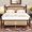Walnut+Pine+Queen, variant on HMYG Queen Pine wooden Bed with Rattan Headboard and Footboard,with Central Enhanced Bed Platform,Espresso